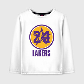 Детский лонгслив хлопок с принтом 24 Lakers в городе Новоалтайск, 100% хлопок | круглый вырез горловины, полуприлегающий силуэт, длина до линии бедер | 23 | anthony davis | basketball | bryant | game | james | kobe | lebron | los angeles | nba | sport | баскетбол | брайант | бровь | джеймс | калифорния | коби | король | леброн | лейкерс | лос анджелес | нба | спорт | тренер | чемпио