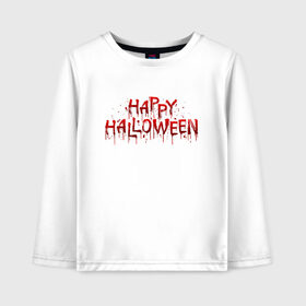 Детский лонгслив хлопок с принтом HALLOWEEN в городе Новоалтайск, 100% хлопок | круглый вырез горловины, полуприлегающий силуэт, длина до линии бедер | halloween | праздник хэллоуин | страшный | тыква. | ужас | хэллоуин | хэллоуин 2020