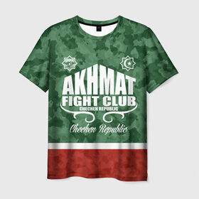Мужская футболка 3D с принтом FIGHT CLUB AKHMAT в городе Новоалтайск, 100% полиэфир | прямой крой, круглый вырез горловины, длина до линии бедер | aca | acb | akhmat | club | fight | mma | wfca | ахмат | грозный | чечня