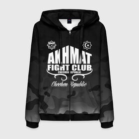 Мужская толстовка 3D на молнии с принтом FIGHT CLUB AKHMAT в городе Новоалтайск, 100% полиэстер | длина до линии бедра, манжеты и пояс оформлены мягкой тканевой резинкой, двухслойный капюшон со шнурком для регулировки, спереди молния, по бокам два кармана | aca | acb | akhmat | club | fight | mma | wfca | ахмат | грозный | чечня