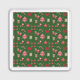 Магнит 55*55 с принтом Новогодний орнамент в городе Новоалтайск, Пластик | Размер: 65*65 мм; Размер печати: 55*55 мм | 