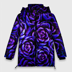 Женская зимняя куртка 3D с принтом Lovely Roses в городе Новоалтайск, верх — 100% полиэстер; подкладка — 100% полиэстер; утеплитель — 100% полиэстер | длина ниже бедра, силуэт Оверсайз. Есть воротник-стойка, отстегивающийся капюшон и ветрозащитная планка. 

Боковые карманы с листочкой на кнопках и внутренний карман на молнии | Тематика изображения на принте: flowers | large | lovely roses | plants | purple | roses | succulent | texture | крупный | прекрасные розы | растения | розы | суккулент | текстура | фиолетовый | цветы