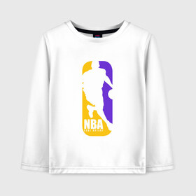 Детский лонгслив хлопок с принтом NBA - Kobe Bryant в городе Новоалтайск, 100% хлопок | круглый вырез горловины, полуприлегающий силуэт, длина до линии бедер | anthony davis | basketball | bryant | game | james | kobe | lebron | los angeles | mamba | nba | sport | баскетбол | брайант | бровь | джеймс | калифорния | коби | король | леброн | лейкерс | лос анджелес | нба | спорт | тренер | чем