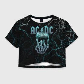 Женская футболка Crop-top 3D с принтом AC/DC в городе Новоалтайск, 100% полиэстер | круглая горловина, длина футболки до линии талии, рукава с отворотами | ac dc | ac dc лого | hell bell | hells bells | hich voltage | hich voltage ac dc | high voltage | jingle hells bells | rock | альбом backtracks | ас дс | логотип ac dc | рок | эйси диси
