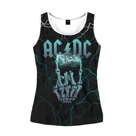 Женская майка 3D с принтом AC/DC в городе Новоалтайск, 100% полиэстер | круглая горловина, прямой силуэт, длина до линии бедра | ac dc | ac dc лого | hell bell | hells bells | hich voltage | hich voltage ac dc | high voltage | jingle hells bells | rock | альбом backtracks | ас дс | логотип ac dc | рок | эйси диси