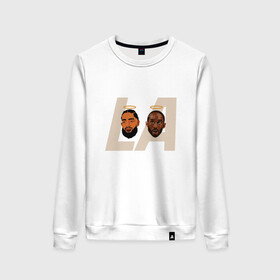 Женский свитшот хлопок с принтом Nipsey & Kobe в городе Новоалтайск, 100% хлопок | прямой крой, круглый вырез, на манжетах и по низу широкая трикотажная резинка  | basketball | bryant | game | hip hop | hussle | james | kobe | lebron | los angeles | mamba | nba | nipsey | rap | sport | баскетбол | брайант | бровь | джеймс | калифорния | коби | король | леброн | лейкерс | лос анджелес | нба | сп