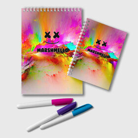 Блокнот с принтом Marshmello в городе Новоалтайск, 100% бумага | 48 листов, плотность листов — 60 г/м2, плотность картонной обложки — 250 г/м2. Листы скреплены удобной пружинной спиралью. Цвет линий — светло-серый
 | fortnite | marshmello | диджей | клуб | клубная музыка | маршмелло | маршмеллоу | маршмелоу | музыка | фортнайт