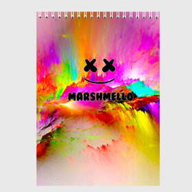 Скетчбук с принтом Marshmello в городе Новоалтайск, 100% бумага
 | 48 листов, плотность листов — 100 г/м2, плотность картонной обложки — 250 г/м2. Листы скреплены сверху удобной пружинной спиралью | fortnite | marshmello | диджей | клуб | клубная музыка | маршмелло | маршмеллоу | маршмелоу | музыка | фортнайт