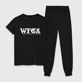 Женская пижама хлопок с принтом WFCA (Z) в городе Новоалтайск, 100% хлопок | брюки и футболка прямого кроя, без карманов, на брюках мягкая резинка на поясе и по низу штанин | aca | ahmat | akhmat | championship akhmat | chechen | fight | fight club | iamfighter | mma | wfca | ахмат | ахмат сила | бои без правил | грозный | чечня