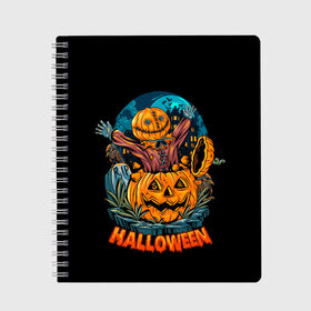 Тетрадь с принтом Happy Halloween в городе Новоалтайск, 100% бумага | 48 листов, плотность листов — 60 г/м2, плотность картонной обложки — 250 г/м2. Листы скреплены сбоку удобной пружинной спиралью. Уголки страниц и обложки скругленные. Цвет линий — светло-серый
 | diy | ghost | halloween | horror | makeup | scary | skull clown | trick or treat | вампир | ведьма | кошка | луна | магия | ночь | тыква | хэллоуин