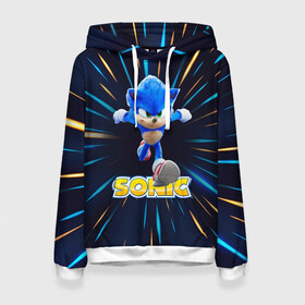Женская толстовка 3D с принтом SONIC. в городе Новоалтайск, 100% полиэстер  | двухслойный капюшон со шнурком для регулировки, мягкие манжеты на рукавах и по низу толстовки, спереди карман-кенгуру с мягким внутренним слоем. | game | sega | sonic | sonic the hedgehog | видеоигра | доктор эггман | звуковой | игра | со скоростью звука | соник | соник в кино