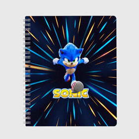 Тетрадь с принтом SONIC в городе Новоалтайск, 100% бумага | 48 листов, плотность листов — 60 г/м2, плотность картонной обложки — 250 г/м2. Листы скреплены сбоку удобной пружинной спиралью. Уголки страниц и обложки скругленные. Цвет линий — светло-серый
 | Тематика изображения на принте: game | sega | sonic | sonic the hedgehog | видеоигра | доктор эггман | звуковой | игра | со скоростью звука | соник | соник в кино