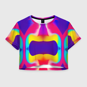 Женская футболка Crop-top 3D с принтом COLORS в городе Новоалтайск, 100% полиэстер | круглая горловина, длина футболки до линии талии, рукава с отворотами | Тематика изображения на принте: 3d | абстракция | брызги | геометрия | градиент | красивое | краски | много цветов | неон | переливание | прикольное | смешанные цвета | флюиды