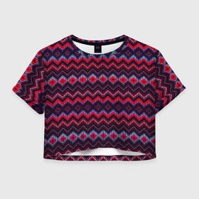 Женская футболка Crop-top 3D с принтом ОРНАМЕНТ в городе Новоалтайск, 100% полиэстер | круглая горловина, длина футболки до линии талии, рукава с отворотами | Тематика изображения на принте: 3d | абстракция | брызги | геометрия | градиент | красивое | краски | много цветов | неон | орнамент | переливание | прикольное | смешанные цвета | флюиды