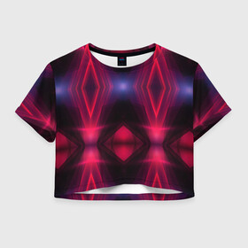 Женская футболка Crop-top 3D с принтом NIGHT CLUB в городе Новоалтайск, 100% полиэстер | круглая горловина, длина футболки до линии талии, рукава с отворотами | Тематика изображения на принте: 3d | абстракция | брызги | геометрия | градиент | красивое | краски | много цветов | неон | орнамент | переливание | прикольное | смешанные цвета | флюиды
