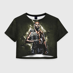 Женская футболка Crop-top 3D с принтом Джон Джонс в городе Новоалтайск, 100% полиэстер | круглая горловина, длина футболки до линии талии, рукава с отворотами | fight | fight mma | jon jones | jonathan dwight jones | mma | ufc | ultimate fighting championship | боец мма | боец смешанных боевых искусств | бои без правил | боксер | джон джонс | джонатан дуайт джонс | джонс | кикбоксер | кости | 