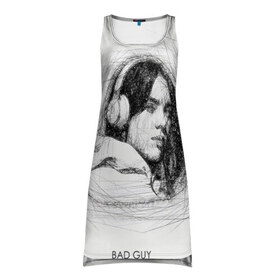 Платье-майка 3D с принтом Billie Eilish (карандаш) в городе Новоалтайск, 100% полиэстер | полуприлегающий силуэт, широкие бретели, круглый вырез горловины, удлиненный подол сзади. | bad guy | billie eilish | justin bieber | беляш | били айлишь | били эйлиш | билли | билли айлишь | билли эйлишь | билли элиш | билли элишь | бэд гай | элишь