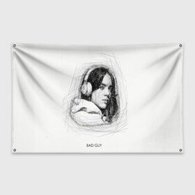 Флаг-баннер с принтом Billie Eilish (карандаш) в городе Новоалтайск, 100% полиэстер | размер 67 х 109 см, плотность ткани — 95 г/м2; по краям флага есть четыре люверса для крепления | bad guy | billie eilish | justin bieber | беляш | били айлишь | били эйлиш | билли | билли айлишь | билли эйлишь | билли элиш | билли элишь | бэд гай | элишь