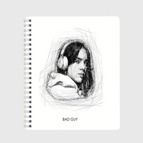 Тетрадь с принтом Billie Eilish (карандаш) в городе Новоалтайск, 100% бумага | 48 листов, плотность листов — 60 г/м2, плотность картонной обложки — 250 г/м2. Листы скреплены сбоку удобной пружинной спиралью. Уголки страниц и обложки скругленные. Цвет линий — светло-серый
 | bad guy | billie eilish | justin bieber | беляш | били айлишь | били эйлиш | билли | билли айлишь | билли эйлишь | билли элиш | билли элишь | бэд гай | элишь