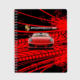 Тетрадь с принтом PORSCHE в городе Новоалтайск, 100% бумага | 48 листов, плотность листов — 60 г/м2, плотность картонной обложки — 250 г/м2. Листы скреплены сбоку удобной пружинной спиралью. Уголки страниц и обложки скругленные. Цвет линий — светло-серый
 | abstract | auto | brand | car | geometry | porsche | sport | texture | абстракция | авто | автомобильные | бренд | геометрия | классика | машины | модные | порше | спорт | стиль | текстура