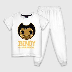 Детская пижама хлопок с принтом Bendy And The Ink Machine в городе Новоалтайск, 100% хлопок |  брюки и футболка прямого кроя, без карманов, на брюках мягкая резинка на поясе и по низу штанин
 | bendy | bendy and the ink machine | бенди | бени | бенни | бэнди | детская | детям | игра | капли | компьютерная игра | краска | машина | подтеки | ужастик | чернила | чернильная