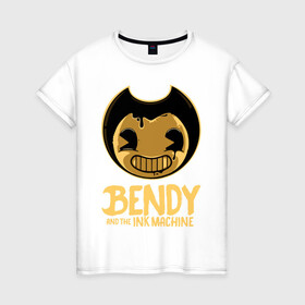 Женская футболка хлопок с принтом Bendy And The Ink Machine в городе Новоалтайск, 100% хлопок | прямой крой, круглый вырез горловины, длина до линии бедер, слегка спущенное плечо | bendy | bendy and the ink machine | бенди | бени | бенни | бэнди | детская | детям | игра | капли | компьютерная игра | краска | машина | подтеки | ужастик | чернила | чернильная