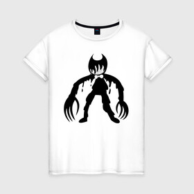 Женская футболка хлопок с принтом Bendy And The Ink Machine в городе Новоалтайск, 100% хлопок | прямой крой, круглый вырез горловины, длина до линии бедер, слегка спущенное плечо | bendy | bendy and the ink machine | бенди | бени | бенни | бэнди | детская | детям | игра | капли | компьютерная игра | краска | машина | подтеки | ужастик | чернила | чернильная