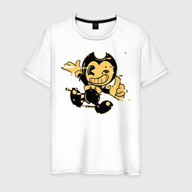 Мужская футболка хлопок с принтом Bendy And The Ink Machine в городе Новоалтайск, 100% хлопок | прямой крой, круглый вырез горловины, длина до линии бедер, слегка спущенное плечо. | bendy | bendy and the ink machine | бенди | бени | бенни | бэнди | детская | детям | игра | капли | компьютерная игра | краска | машина | подтеки | ужастик | чернила | чернильная