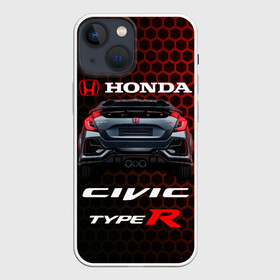 Чехол для iPhone 13 mini с принтом Honda Civic Type R. в городе Новоалтайск,  |  | 2020 | auto | honda | honda civic | honda civic type r 2020 | sport | type r | авто | автомобиль | автомобильные | бренд | марка | машины | спорт | хонда