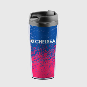 Термокружка-непроливайка с принтом Chelsea \ Челси. в городе Новоалтайск, внутренняя часть — пищевой пластик, наружная часть — прозрачный пластик, между ними — полиграфическая вставка с рисунком | объем — 350 мл, герметичная крышка | Тематика изображения на принте: chelsea | fc | football | football club | sport | спорт | спортивные | униформа | фирменные цвета | фк | футбол | футбольный клуб | челси