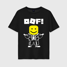 Женская футболка хлопок Oversize с принтом ROBLOX в городе Новоалтайск, 100% хлопок | свободный крой, круглый ворот, спущенный рукав, длина до линии бедер
 | piggy | roblox | roblox games | roblox piggy | игра роблокс | пигги. | роблокс | роблокс пигги | робукс