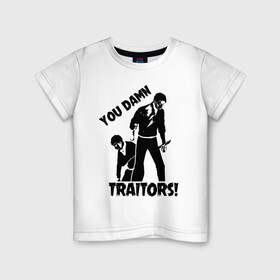 Детская футболка хлопок с принтом YOU DAMN TRAITORS! в городе Новоалтайск, 100% хлопок | круглый вырез горловины, полуприлегающий силуэт, длина до линии бедер | anime | attack on titan | аниме | армин арлерт | атак он титан | атака на титанов | атака титанов | великаны | гарнизон | колоссальный | леви | легион разведки | лого | манга | микаса аккерман | разведкорпус