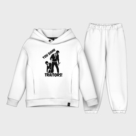 Детский костюм хлопок Oversize с принтом YOU DAMN TRAITORS в городе Новоалтайск,  |  | anime | attack on titan | аниме | армин арлерт | атак он титан | атака на титанов | атака титанов | великаны | гарнизон | колоссальный | леви | легион разведки | лого | манга | микаса аккерман | разведкорпус