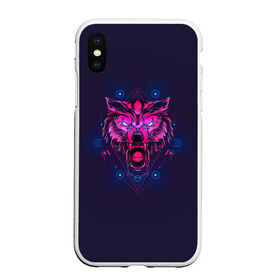 Чехол для iPhone XS Max матовый с принтом WOLF в городе Новоалтайск, Силикон | Область печати: задняя сторона чехла, без боковых панелей | абстракция | геометрия | головы животных | злое | необычное | неон | прикольное | текстура | черепа | эпичное | яркое