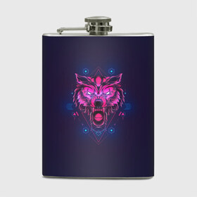 Фляга с принтом WOLF в городе Новоалтайск, металлический корпус | емкость 0,22 л, размер 125 х 94 мм. Виниловая наклейка запечатывается полностью | абстракция | геометрия | головы животных | злое | необычное | неон | прикольное | текстура | черепа | эпичное | яркое