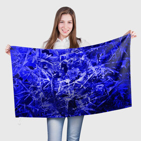 Флаг 3D с принтом Dark Blue Gan в городе Новоалтайск, 100% полиэстер | плотность ткани — 95 г/м2, размер — 67 х 109 см. Принт наносится с одной стороны | abstraction | blue | frost | frozen | ice | shine | surface | texture | абстракция | блеск | замерзший | лед | мороз | поверхность | синий | текстура