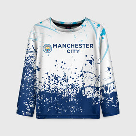 Детский лонгслив 3D с принтом Manchester City. в городе Новоалтайск, 100% полиэстер | длинные рукава, круглый вырез горловины, полуприлегающий силуэт
 | fc | football | football club | manchester city | sport | манчестер сити | спорт | спортивные | униформа | фирменные цвета | фк | футбол | футбольный клуб