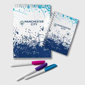 Блокнот с принтом Manchester City. в городе Новоалтайск, 100% бумага | 48 листов, плотность листов — 60 г/м2, плотность картонной обложки — 250 г/м2. Листы скреплены удобной пружинной спиралью. Цвет линий — светло-серый
 | Тематика изображения на принте: fc | football | football club | manchester city | sport | манчестер сити | спорт | спортивные | униформа | фирменные цвета | фк | футбол | футбольный клуб