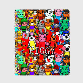 Тетрадь с принтом ROBLOX PIGGY в городе Новоалтайск, 100% бумага | 48 листов, плотность листов — 60 г/м2, плотность картонной обложки — 250 г/м2. Листы скреплены сбоку удобной пружинной спиралью. Уголки страниц и обложки скругленные. Цвет линий — светло-серый
 | Тематика изображения на принте: piggy | roblox | roblox games | roblox piggy | игра роблокс | пигги. | роблокс | роблокс пигги | робукс