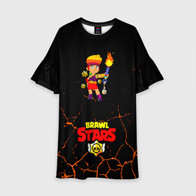 Детское платье 3D с принтом Brawl Stars/Amber в городе Новоалтайск, 100% полиэстер | прямой силуэт, чуть расширенный к низу. Круглая горловина, на рукавах — воланы | Тематика изображения на принте: amber | crow | leon | logo game | nita | sandy | spike | surge | амбер | бравл старс | бравлер | браво | герои | девочкам | детям | легендарный | леон | логотипы игр | мальчикам | огненный | огонь | пламя | сенди | спраут | чер