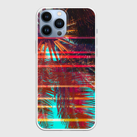 Чехол для iPhone 13 Pro Max с принтом Palm glitch art в городе Новоалтайск,  |  | Тематика изображения на принте: art | astraction | glitch | palm | sky | абстракция | арт | ветки | глитч | листья | небо | пальмы