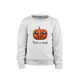 Детский свитшот хлопок с принтом Halloween pumpkin в городе Новоалтайск, 100% хлопок | круглый вырез горловины, эластичные манжеты, пояс и воротник | halloween | pumpkin | trick or treat | кошелек или жизнь | подарок на хэллуин | тыква