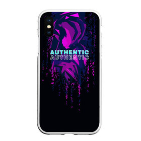 Чехол для iPhone XS Max матовый с принтом AUTHENTIC в городе Новоалтайск, Силикон | Область печати: задняя сторона чехла, без боковых панелей | abstraction | authentic | абстракция | аутентичный | брызги | надпись на английском | прикольная надпись | разводы | текстура | узор | фиолетовый