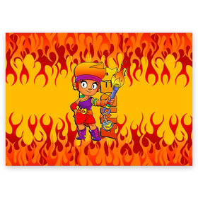 Поздравительная открытка с принтом Brawl Stars - Amber в городе Новоалтайск, 100% бумага | плотность бумаги 280 г/м2, матовая, на обратной стороне линовка и место для марки
 | amber | brawl amber | brawl fire girl | brawl stars | brawl stars amber | brawl stars logo | brawl новый герой | brawler | new brawler | бравл стар эмбер | бравл старс | бравл эмбер | эмбер