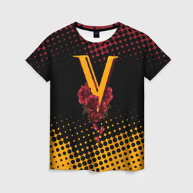 Женская футболка 3D с принтом CYBERPUNK 2077 \ VALENTINO. в городе Новоалтайск, 100% полиэфир ( синтетическое хлопкоподобное полотно) | прямой крой, круглый вырез горловины, длина до линии бедер | 6th street | animals | cd project red | cyberpunk 2077 | keanu reeves | maelstrom | moxes | samurai | tyger claws | valentino | voodoo boys | банда | банды | валентино | вудуисты | животные | киану ривз | киберпанк 2077 | мальстрём | самураи 