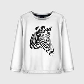 Детский лонгслив 3D с принтом Zebra в городе Новоалтайск, 100% полиэстер | длинные рукава, круглый вырез горловины, полуприлегающий силуэт
 | africa | black | savanna | stripe | white | zebra | африка | белый | зебра | полоска | саванна | черный