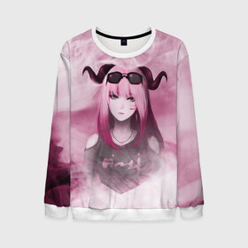 Мужской свитшот 3D с принтом Девушка демон в городе Новоалтайск, 100% полиэстер с мягким внутренним слоем | круглый вырез горловины, мягкая резинка на манжетах и поясе, свободная посадка по фигуре | Тематика изображения на принте: demon | girl | акума | девушка | демон | очки | рога