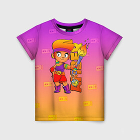 Детская футболка 3D с принтом Brawl Stars Amber в городе Новоалтайск, 100% гипоаллергенный полиэфир | прямой крой, круглый вырез горловины, длина до линии бедер, чуть спущенное плечо, ткань немного тянется | amber | brawl amber | brawl fire girl | brawl stars | brawl stars amber | brawl stars logo | brawl новый герой | brawler | new brawler | бравл стар эмбер | бравл старс | бравл эмбер | эмбер