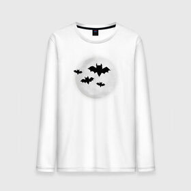 Мужской лонгслив хлопок с принтом Halloween в городе Новоалтайск, 100% хлопок |  | bat | bats | halloween | moon | летучии | луна | мыши | хэллоуин