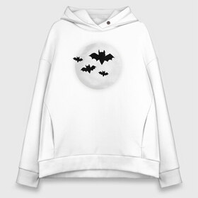 Женское худи Oversize хлопок с принтом Halloween в городе Новоалтайск, френч-терри — 70% хлопок, 30% полиэстер. Мягкий теплый начес внутри —100% хлопок | боковые карманы, эластичные манжеты и нижняя кромка, капюшон на магнитной кнопке | bat | bats | halloween | moon | летучии | луна | мыши | хэллоуин